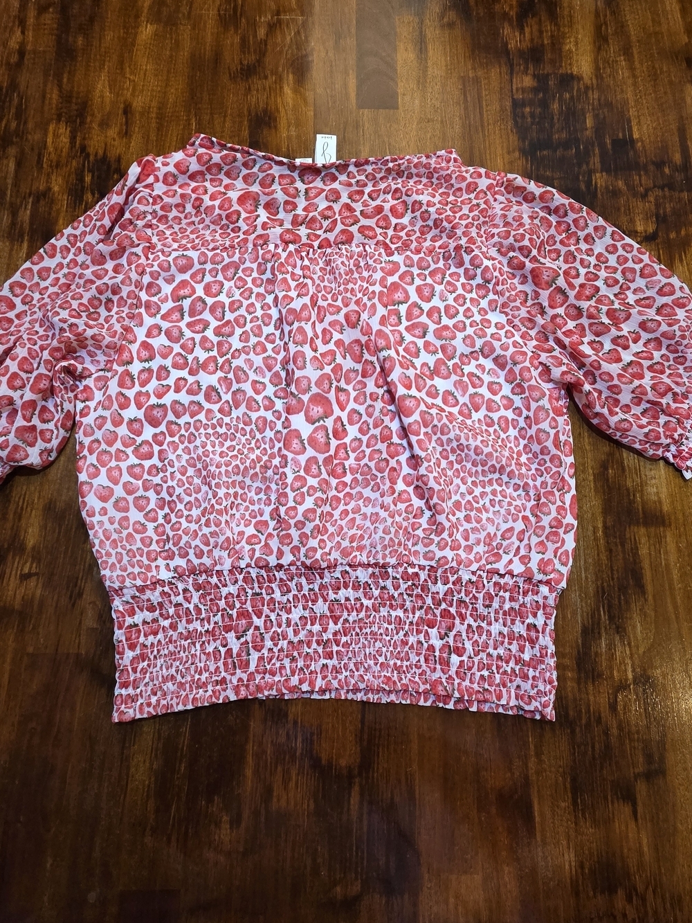Joie Strawberry Pattern Chiffon Pleasent Top SZ S Cottegecore Summy Short Sleeve - Picture 6 of 6